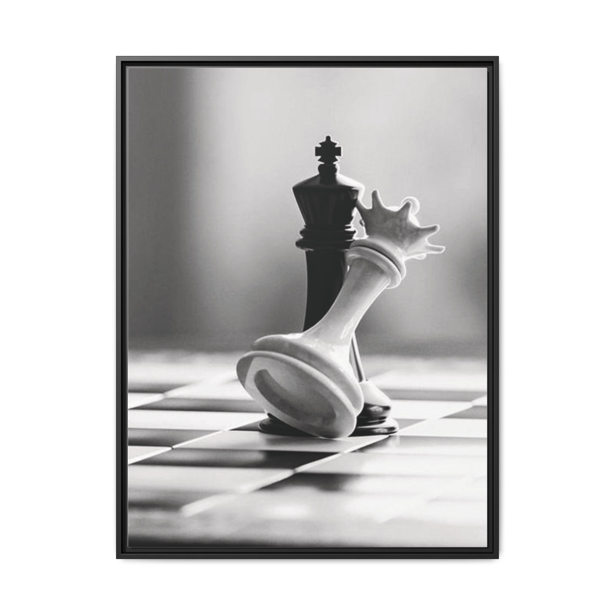 Chess King and Fallen Queen Matte Canvas Framed Wall Art