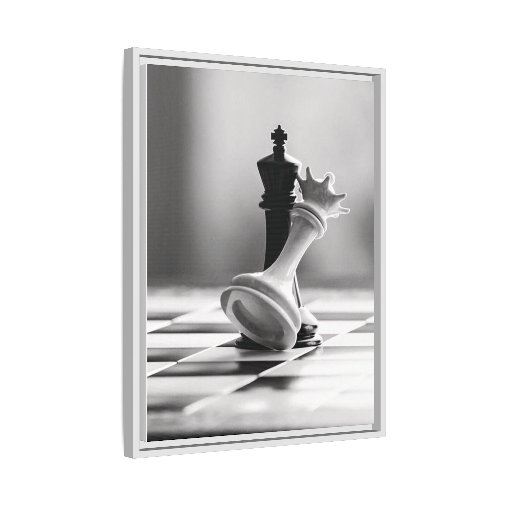 Chess King and Fallen Queen Matte Canvas Framed Wall Art