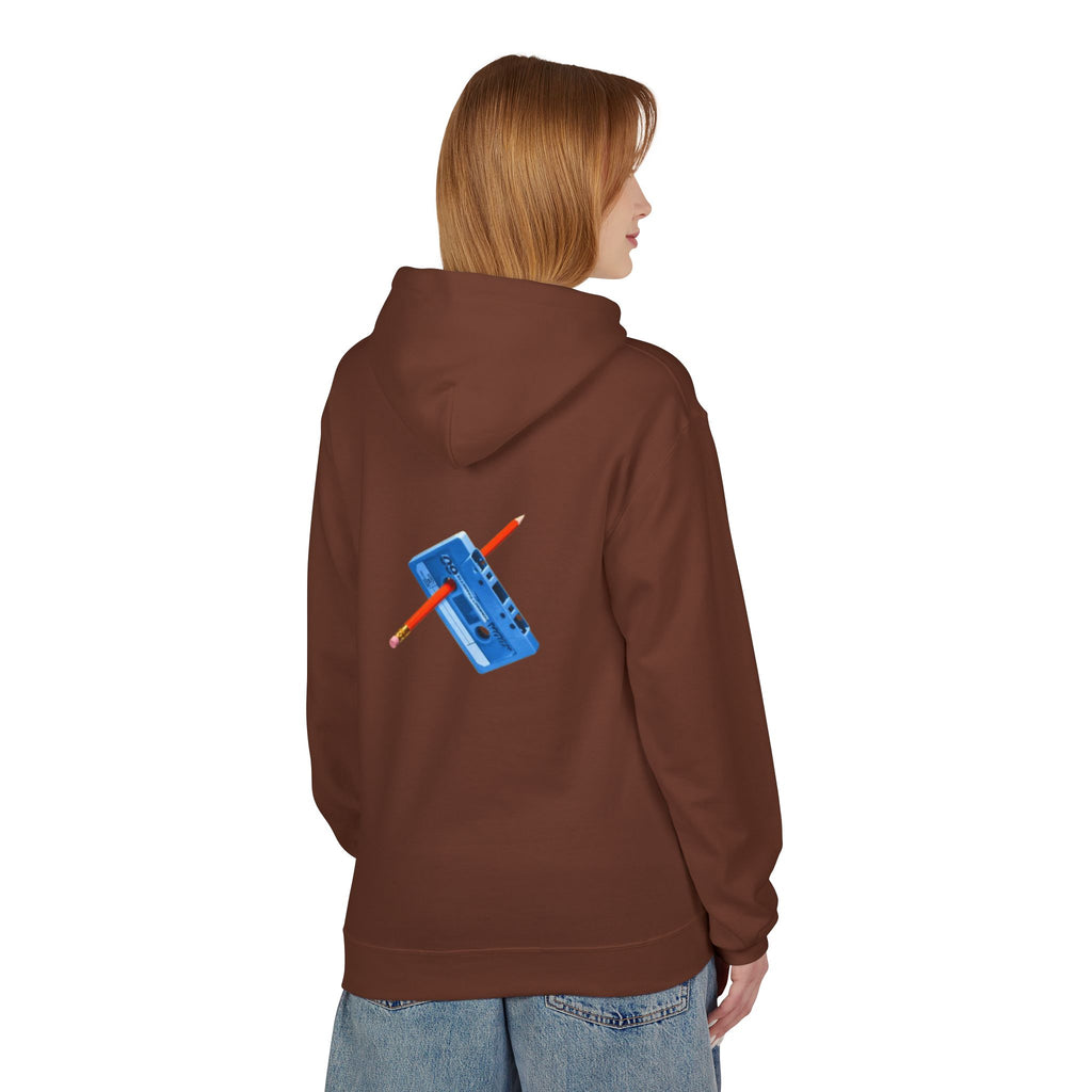 Retro Cassette Hoodie — Blue Tape & Pencil Vintage Music Crewneck