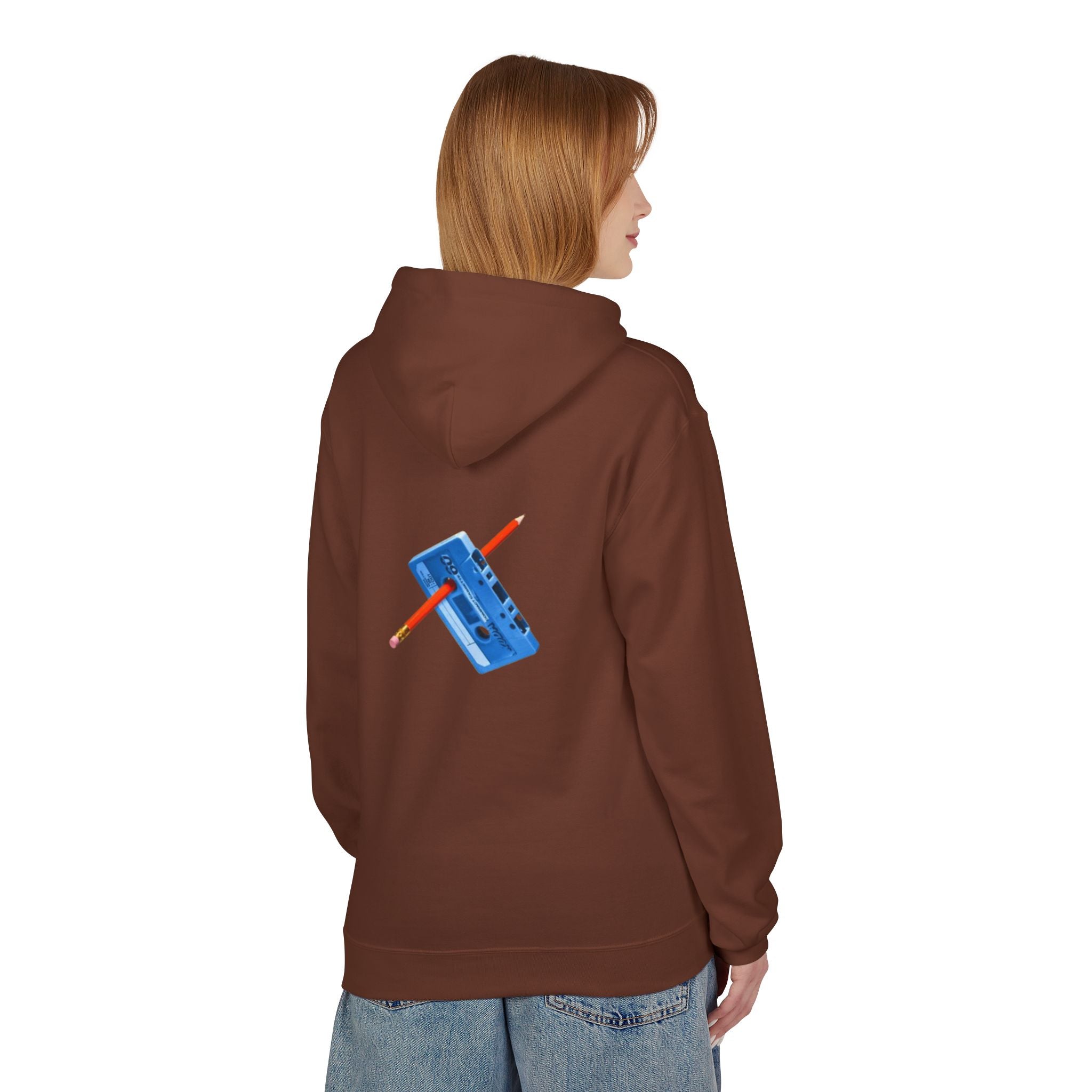 Retro Cassette Hoodie — Blue Tape & Pencil Vintage Music Crewneck
