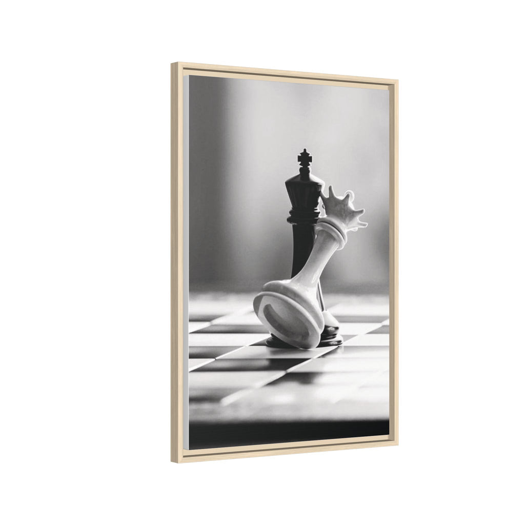Chess King and Fallen Queen Matte Canvas Framed Wall Art