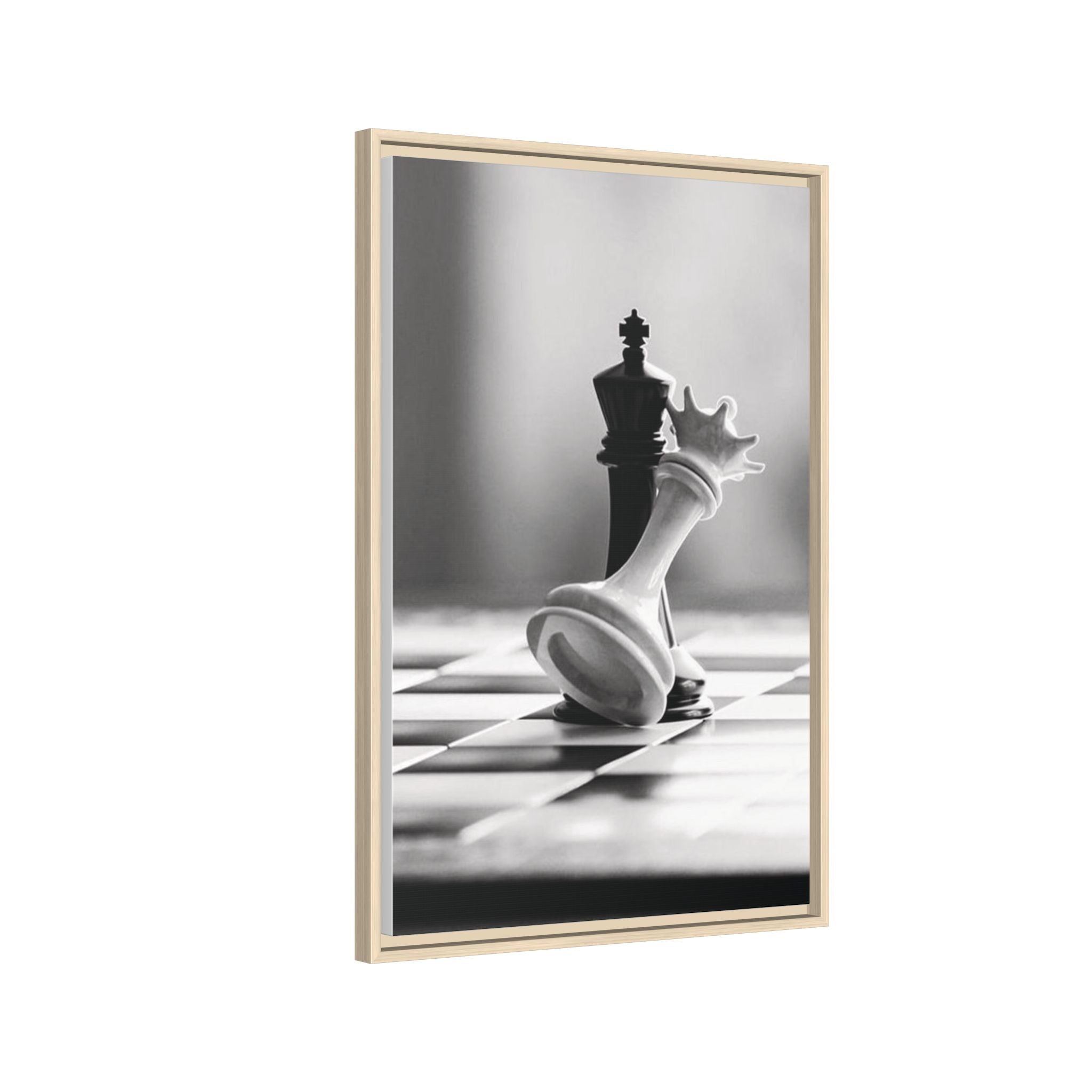 Chess King and Fallen Queen Matte Canvas Framed Wall Art