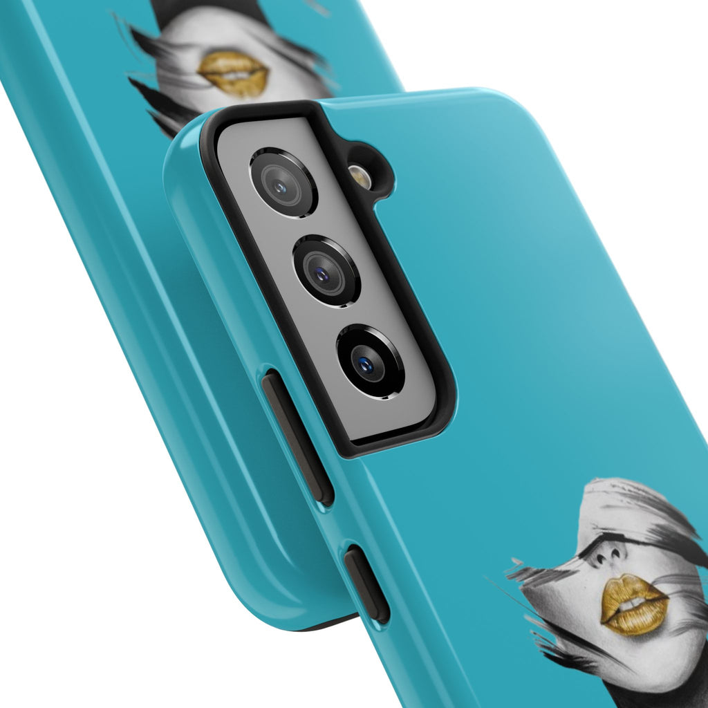 Teal 'Golden Lips' Tough Phone Case
