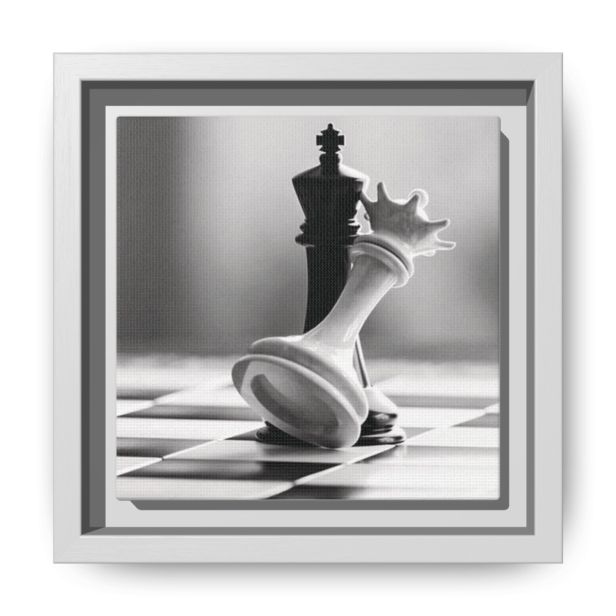 Chess King and Fallen Queen Matte Canvas Framed Wall Art