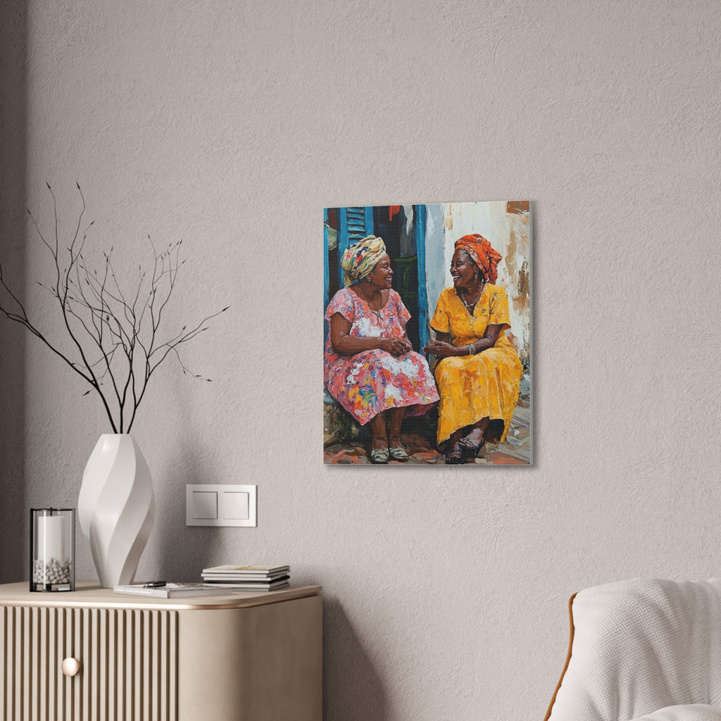 Colorful Conversation — Stretched Canvas Wall Art (Two Women Painting)