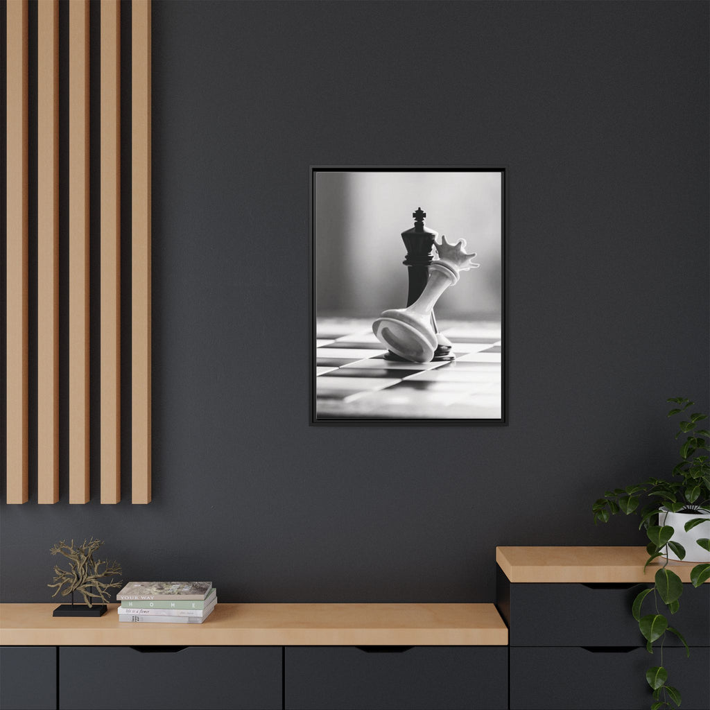 Chess King and Fallen Queen Matte Canvas Framed Wall Art