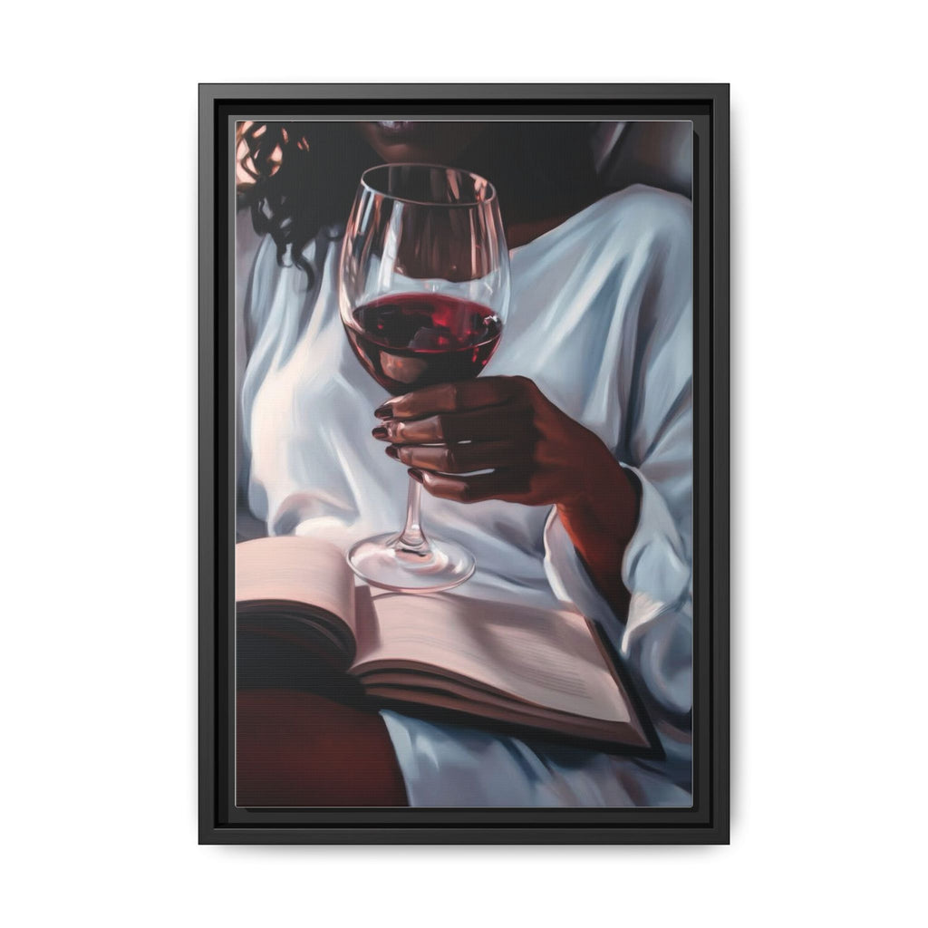 Woman Reading with Wine Glass (Cozy Evening Wall Decor)