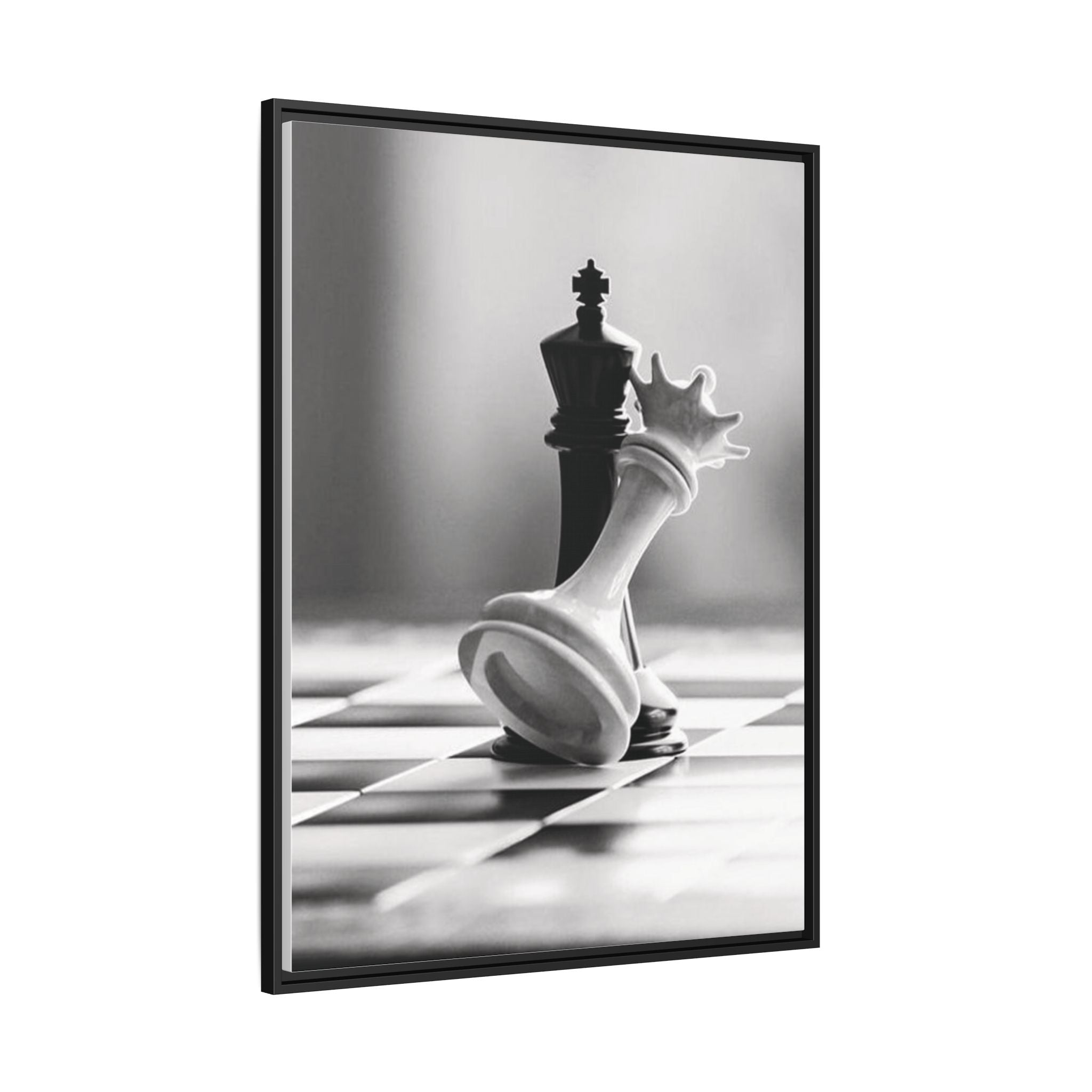 Chess King and Fallen Queen Matte Canvas Framed Wall Art