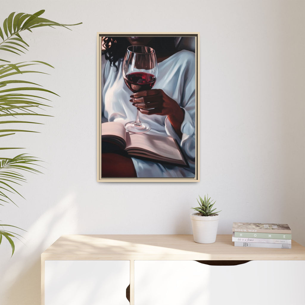 Woman Reading with Wine Glass (Cozy Evening Wall Decor)