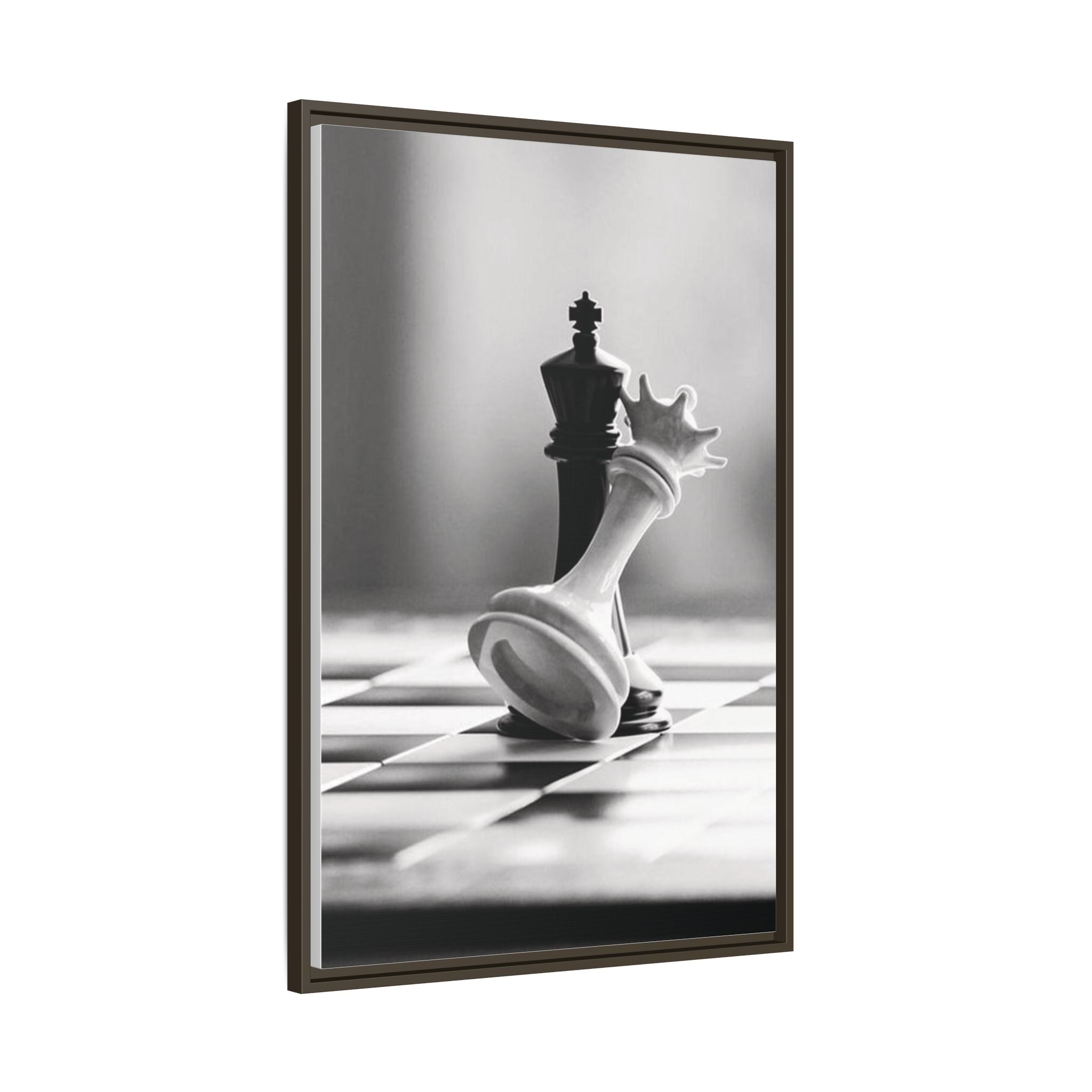 Chess King and Fallen Queen Matte Canvas Framed Wall Art
