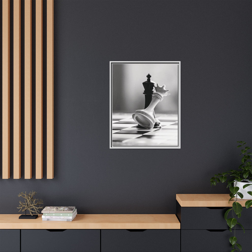 Chess King and Fallen Queen Matte Canvas Framed Wall Art