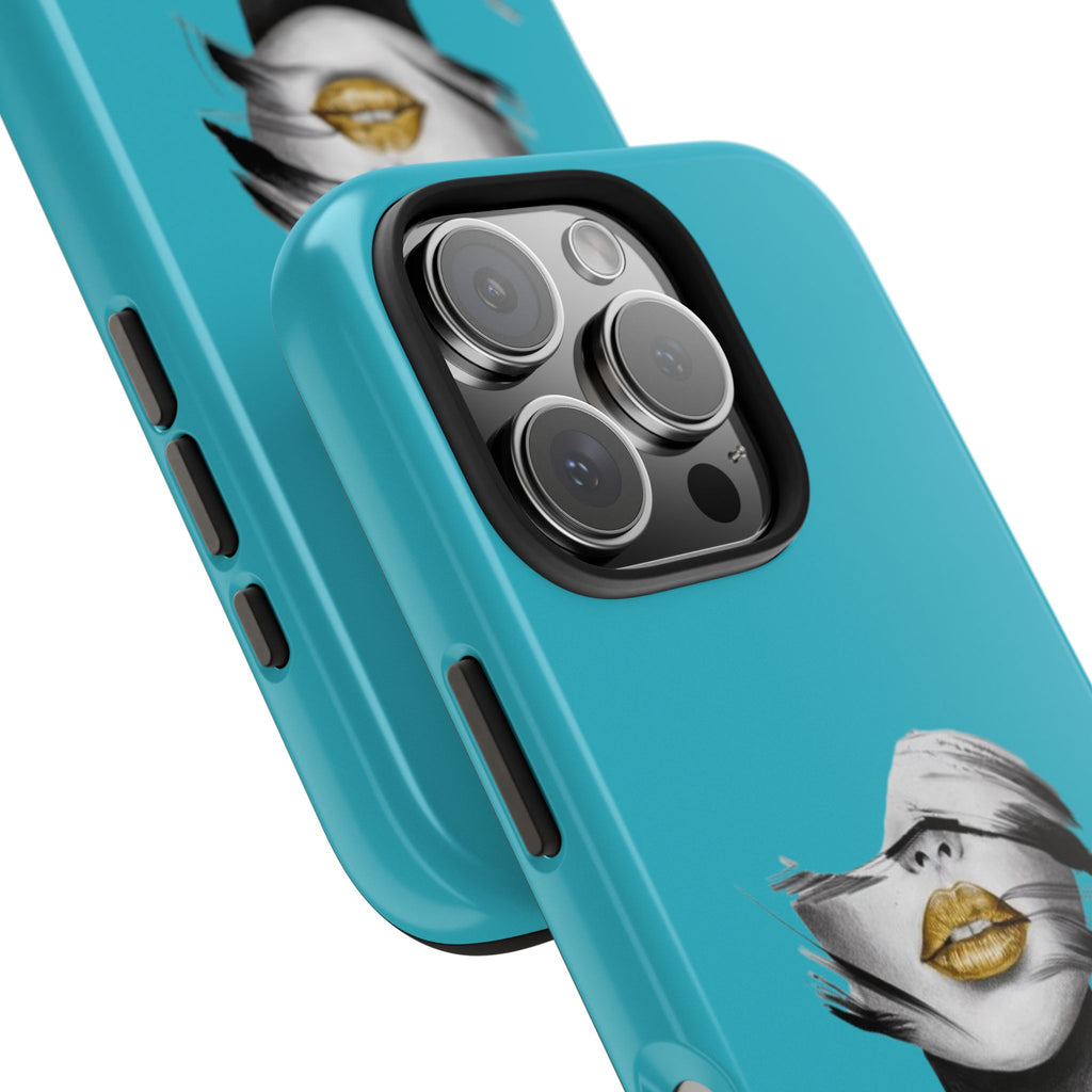 Teal 'Golden Lips' Tough Phone Case