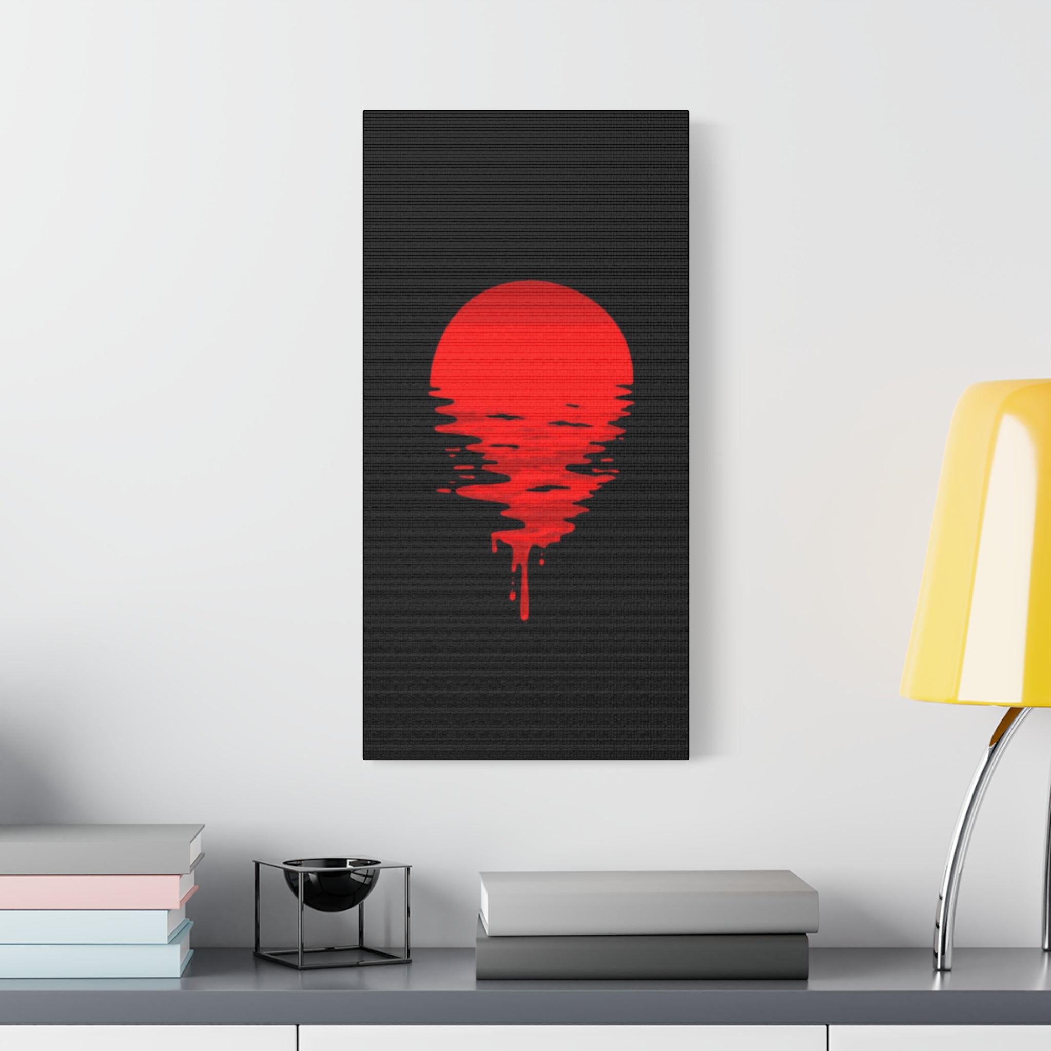 Sunset Canvas Art Print, Modern Wall Decor, Red and Black Home Decor, Abstract Art