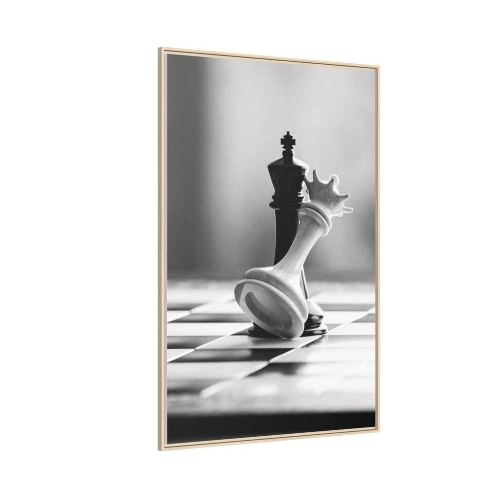 Chess King and Fallen Queen Matte Canvas Framed Wall Art